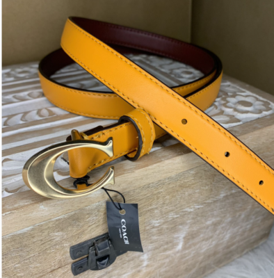 Coach Signature Buckle Belt 18mm Sunbeam Orange | eBay display picture 3