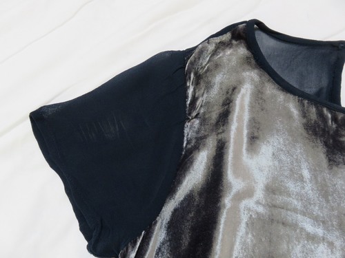 TOP SHOP BLUE MIX SOFT SILK VELVET & CONTRAST SHEER CHIFFON BACK TOP UK 8 - 10 - Picture 9 of 12