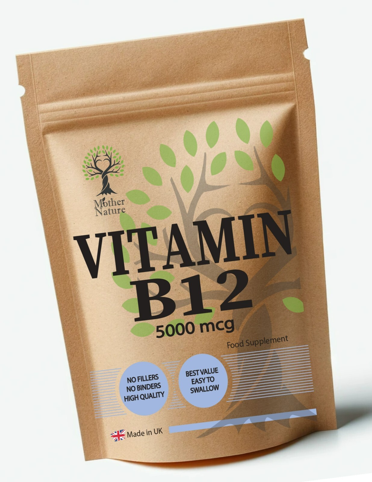 Vitamin B12 High Strength 5000mcg Capsules B12 Supplement Vit B12 Powder Vegan