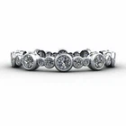 2ct Round Cut Moissanite Wedding Band Bezel Set Full Eternity White Gold Plated