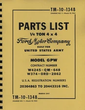 TM10-1348 ~ GPW ~ Jeep ~ Parts List Manual ~ Reprnt