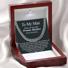 Promise Necklace for Him Luxury Cuban Chain for Man with LED Gift Box and Card