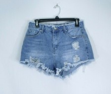 Hammer Jeans High Rise Distressed Jean Shorts with Frayed Hem and Waist