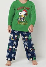 Size 2T Snoopy Peanuts Pajamas 2-pc. Christmas Fleece Botttom