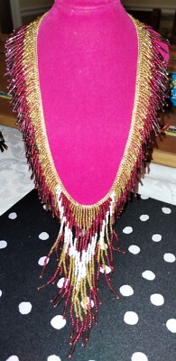 VTG Hand Loomed Sead Bead Native American 18.5''+.75''Ext. Waterfall Style Necklac