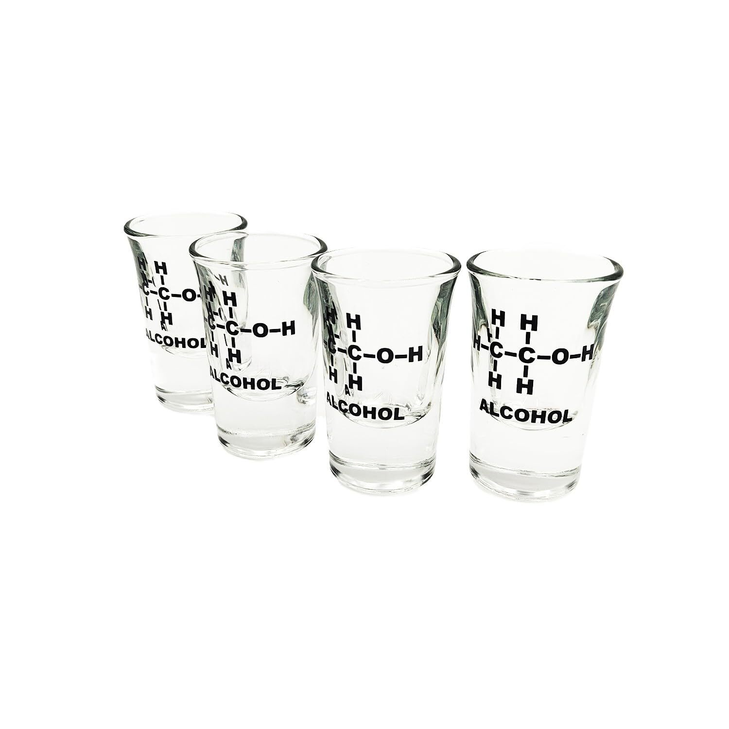 Mad Monkey Funny Shot Glasses with Alcohol Chemical Formula Set of 4
