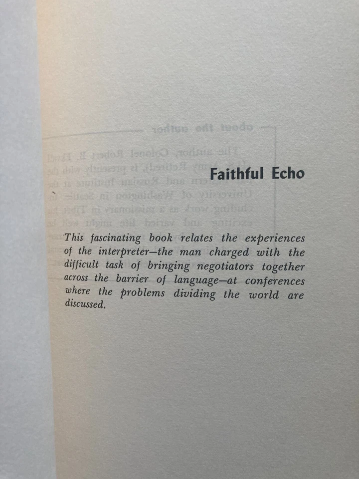 Faithful Echo by Robert B. Ekvall 1960 1st Ed. HC DJ VG! (Korean War) - Image 4 of 4