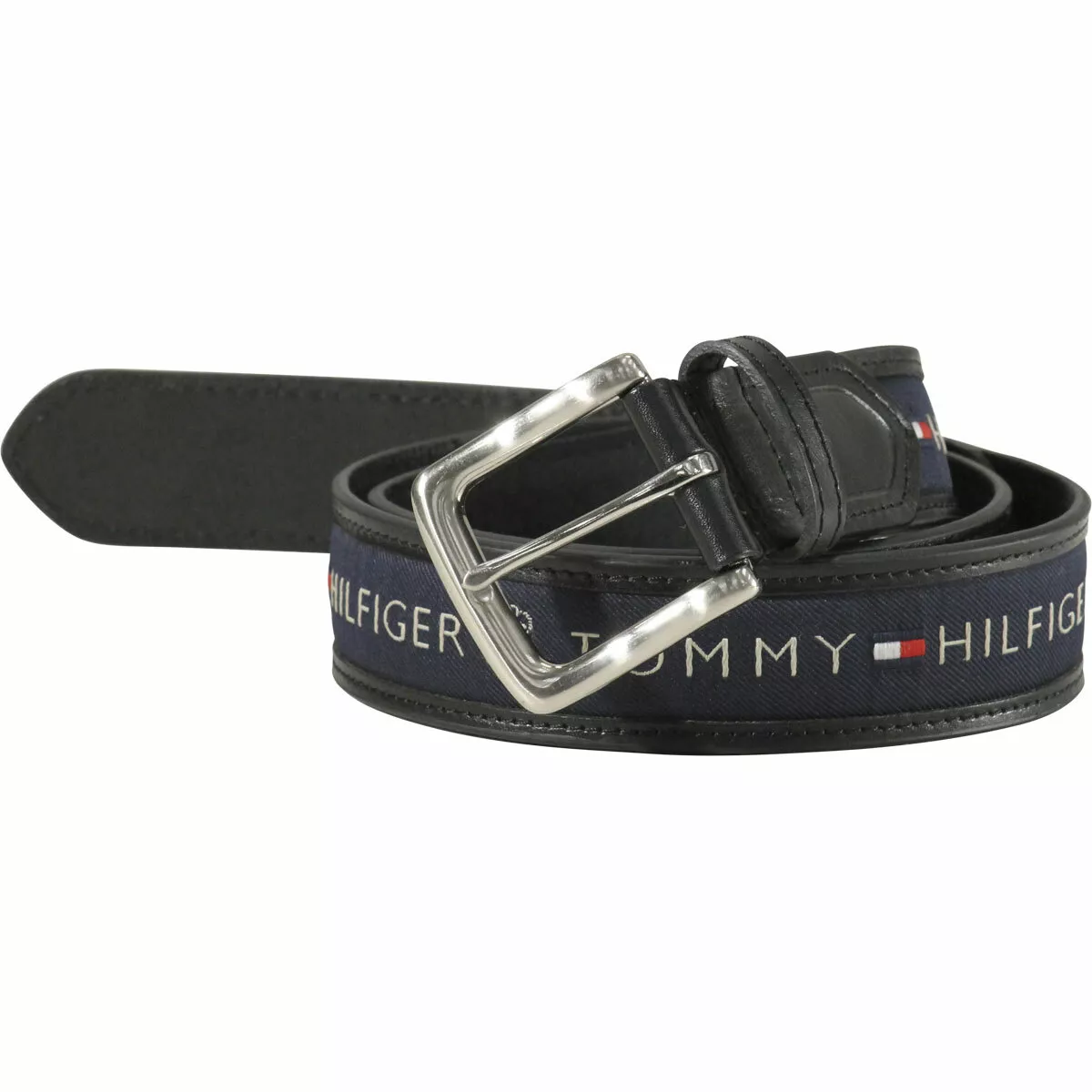 Tommy Hilfiger Men's Ribbon Inlay Fabric Belt with Harness Buckle at   Men’s Clothing store