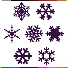 Snowflakes Stickers - 7 Pack - Winter Snowflake Decals - Choose Color Size