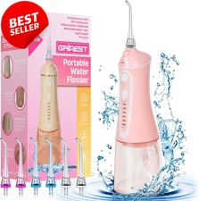 Water Dental Flosser Pick for Teeth, Cordless Water Dental Pik Teeth Cleaner 7 M