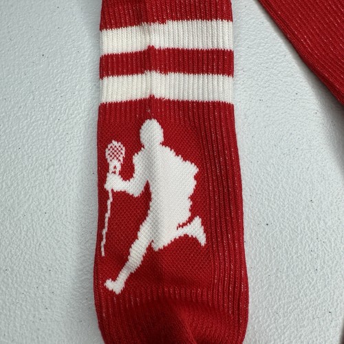 XPro Lacrosse Crew Socks Mens Size 9-11 Red White | Cushioned | 2 Pairs NWOT - Picture 3 of 5