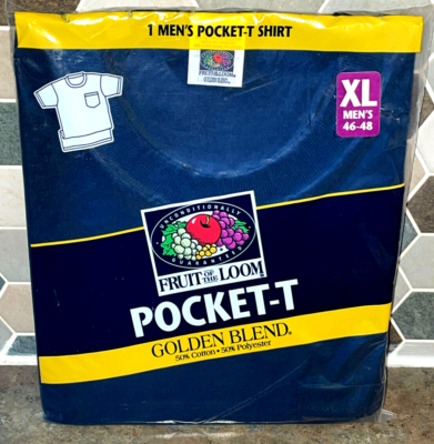 VTG Fruit of The Loom 1998 Mens Pocket-T Golden Blend Sz. XL 46-48
