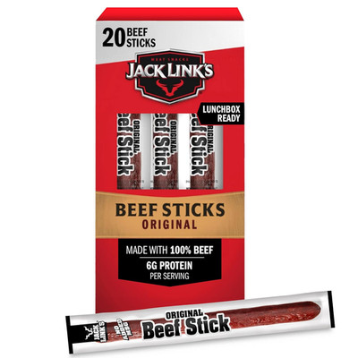 Beef Sticks Original   100% Beef Protein Snack, Keto Friendly, 20 Count Pack