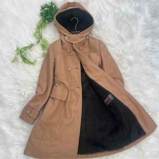 USED PRADA FUR WOOL TRIANGLE LONG COAT GOOD
