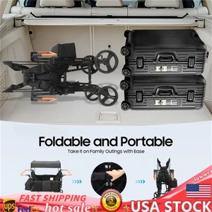 4 Seater Stroller Wagon Quad Stroller Wagon 4 Kids w/Adjustable Handle & Canopy