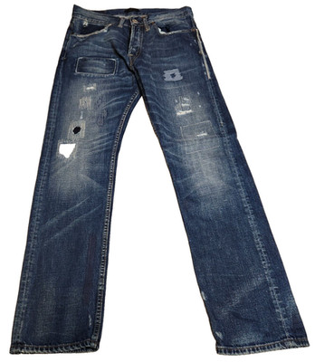 Firetrap Blackseal Mens Jeans Sz 29x31 High Rise Zip Fly Straight Leg Distressed