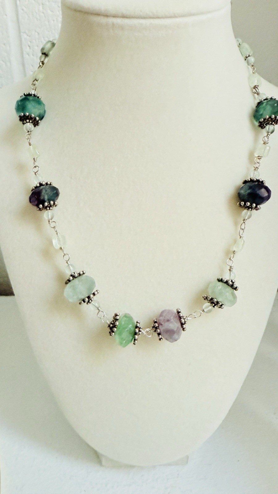Multicolored Fluorite Beaded Necklace - image 3