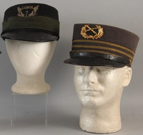 2 Antique c1900 Civil War GAR Veteran Hats 7th Connecticut Regiment & Forage Cap