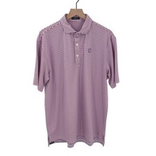 Turtleson Mens Large Performance Polo Shirt Red White Blue Striped Golf