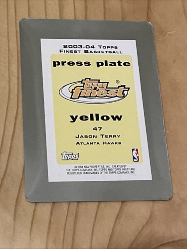 2003-04 Topps Finest Jason Terry piastra di stampa gialla 1/1 ๐ - Foto 2 di 2