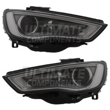 Audi A3 Headlights 8V Convertible 2014-2016 Xenon Headlamps With LED DRL 1 Pair