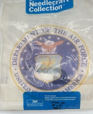 USAF Emblem DRITZ/Scovill Needlecraft Kit United States Air Force -Canvas/Yarn++