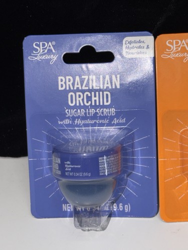 4 PACK--Spa Scents Brazilian Sugar Lip Scrub Sol Flora Orchid Hibiscus SPF 15