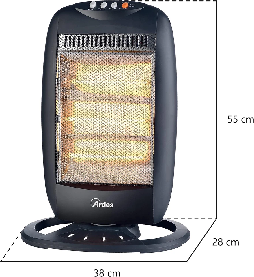 - AR454B HALO 12 Stufa Alogena Oscillante 3 Elementi - Stufetta Alogena Basso Co - Immagine 4 di 4