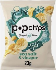 popchips - Sea Salt & Vinegar Crisps 23 grams  (Pack of 24) - Popped not Fried