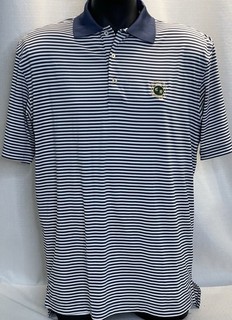 Peter Millar Summer Comfort Golf Polo Shirt Mens Medium Blue Stripe SEE LOGO