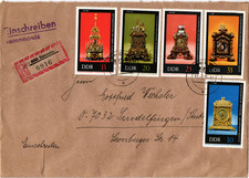 DDR 1975 registered cover Yvert 1735/40 Antique watches (4340)