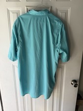 Ariat TEK Heat Series Button Down Shirt Men  s L Teal White Vented Short Sleeve