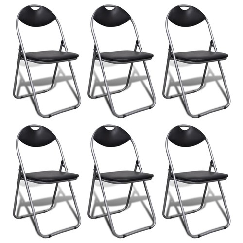 6x Sillas Plegables de Comedor Estructura Acero Cuero Sintético Negro vidaXL - Imagen 1 de 10