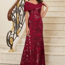Lace Sequin Mother of The Bride Dress Mermaid Off The Shoulder Evening Dresses