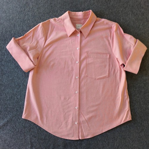 Anthropologie Maeve Larissa Cotton Stretch Button-Cuff Shirt M Fade Rose Coastal