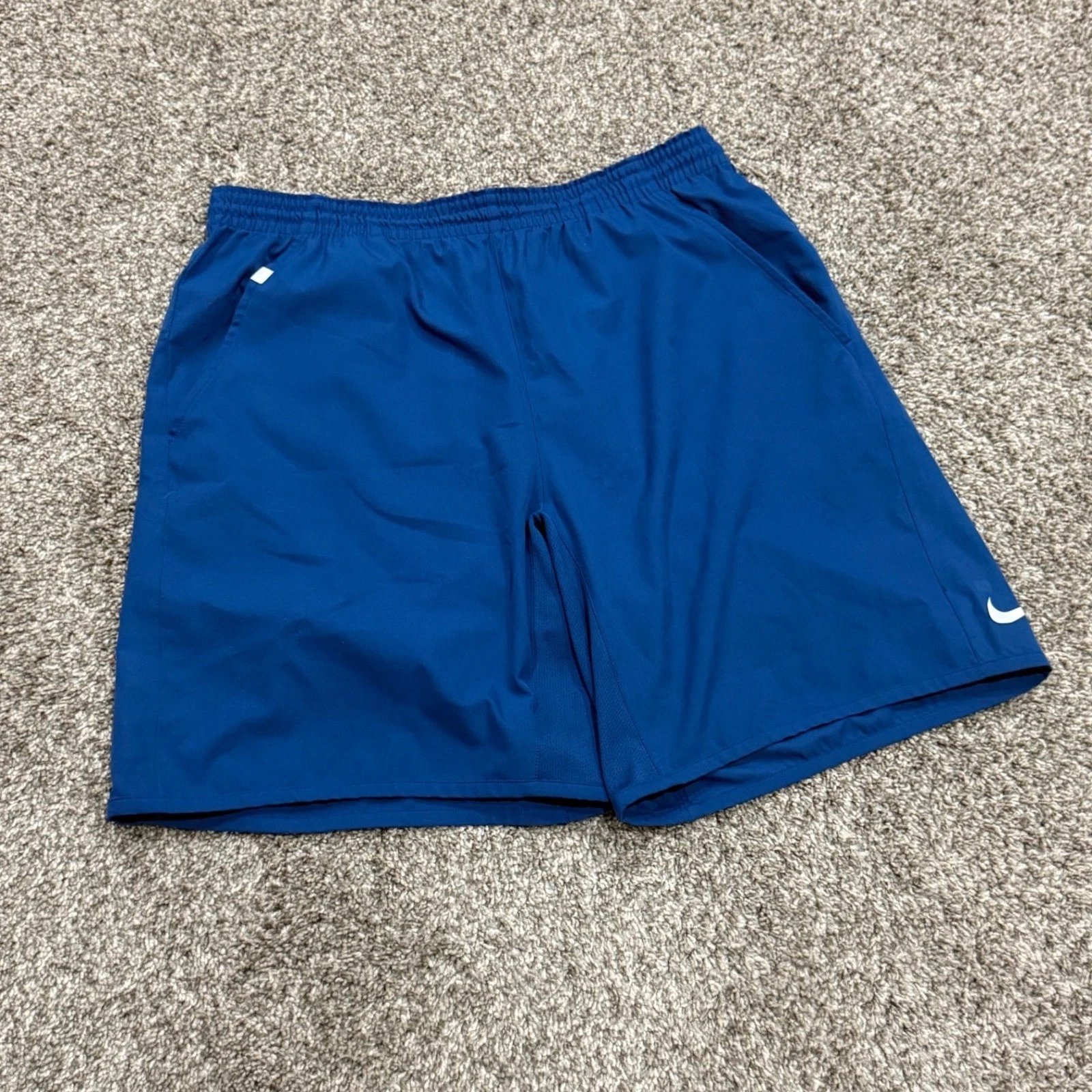 VTG Nike Silver Tag 00s Dri-FIT Running Shorts Blue Athletic Gym Workout Mens L