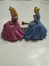 Disney Cinderella PVC Decopac Princess Aurora Rose Sitting on Bench Figure Toy