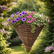 14" Hanging Flower Basket Lined Cone Planter Garden Outdoor Decoration Large