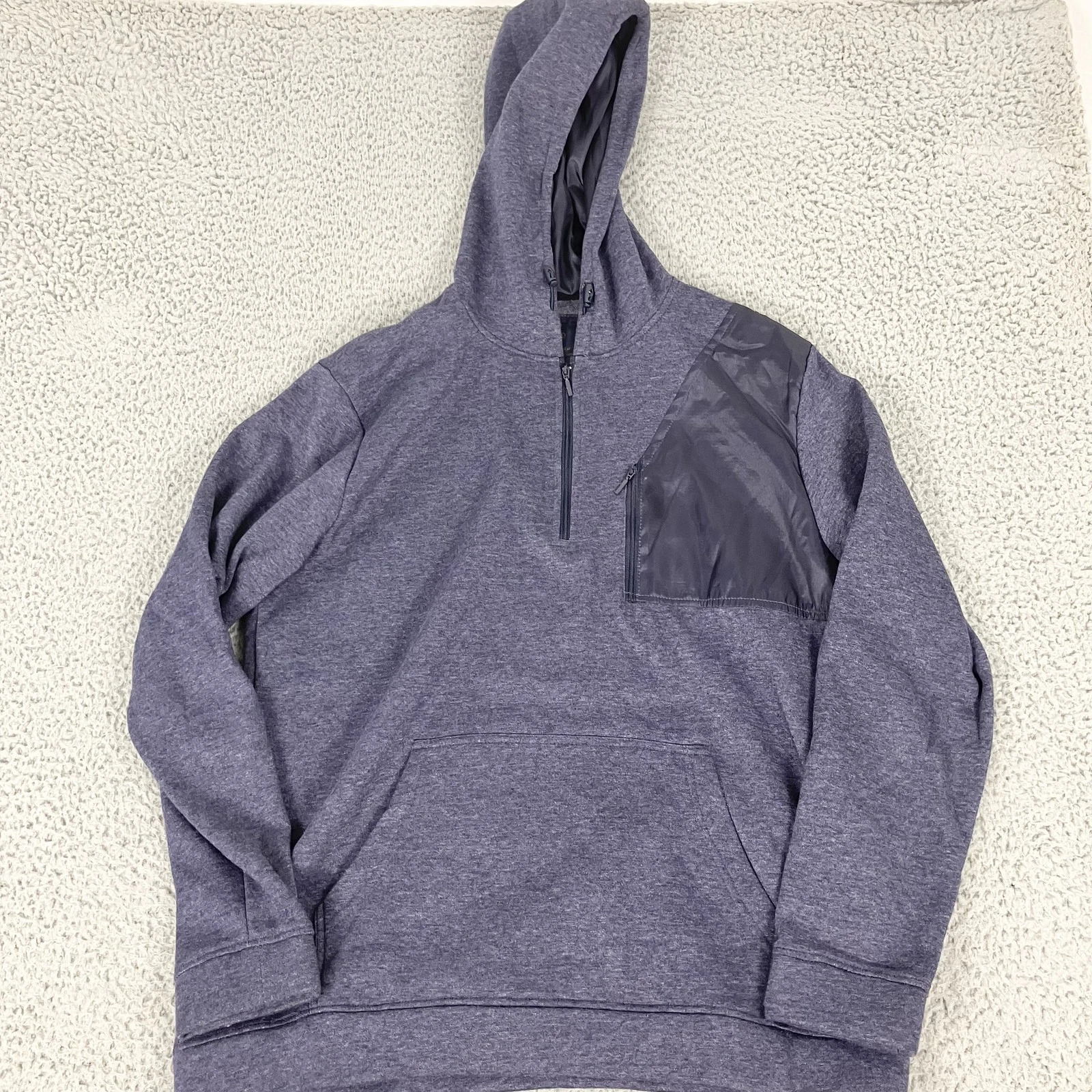 Nomad Hoodie Mens Large Blue 1/4 Zip Ripstop Shoulder Fleece Pullover Pocket