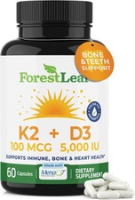 ForestLeaf Vitamin D3  K2 MK7 Supplement - MenaQ7 - Calcium and Vitamin...