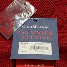 Croft Barrow Sweater Mens Large Crewneck Knit Pullover Long Sleeve NWT MSRP 45