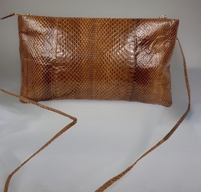 VINTAGE Brown Cin Cin Snake Skin Shoulder Bag Clutch