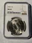 1923 Peace Dollar NGC MS63 Silver $1 Better Date Certified UNC Coin