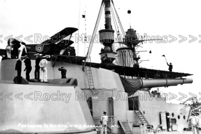 Trr-7 Royal Navy Battleship, HMS Barham With Aircraft. Photo