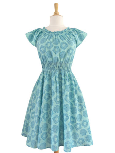 Vestido Mata Traders XS Comercio Justo Boho Hecho a Mano Estampado en Bloque Amarillo Verano - Imagen 8 de 12