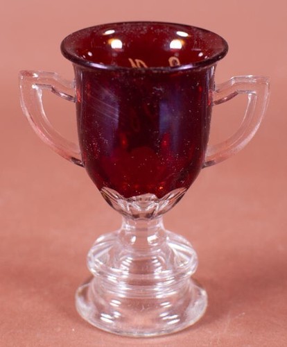 EAPG US Glass Toy Loving Cup Toothpick Ruby Stained 9528 - Picture 3 of 5