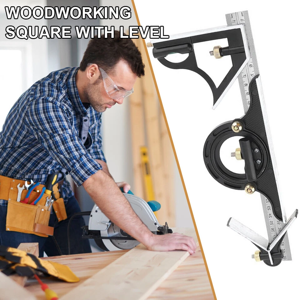 Multifunctional 12' Combination Tri Square Set Angle Finder & Protractor Level - image 2 of 4