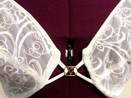 VICTORIA'S SECRET SZ 34D IVORY EMBROIDERED/NET UNDER WIRE BACK CLOSURE BRA #8942 - Picture 3 of 9