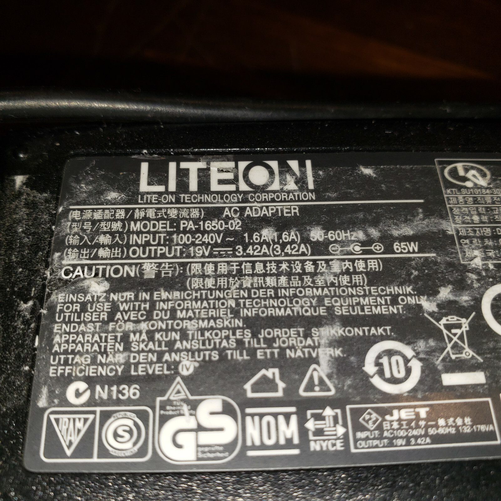 Genuine LITEON PA-1650-02 19V 3.42A AC Adapter Laptop Charger Acer ...
