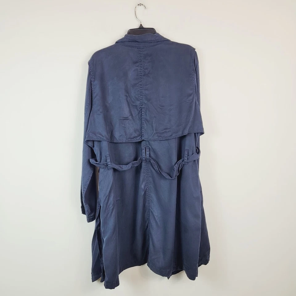 Style & Co Womens Plus 1X Industrial Blue Belted Trench Coat NWT Z37 - Image 2 of 4